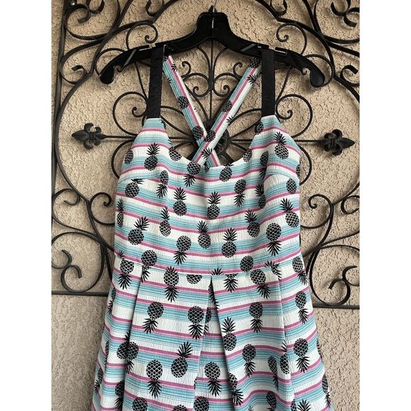 Zara Pineapple Print Dress - Size M - Multicolored - Picture 2 of 9